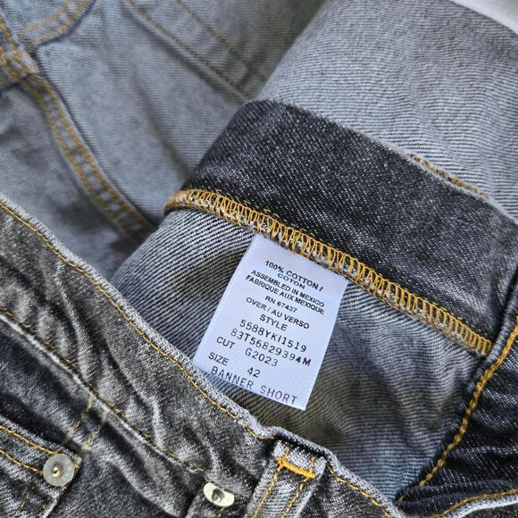 Vtg 90s POLO JEANS COMPANY Plain Earthtone Super Baggy Denim Shorts Jorts 42 - Picture 6 of 8